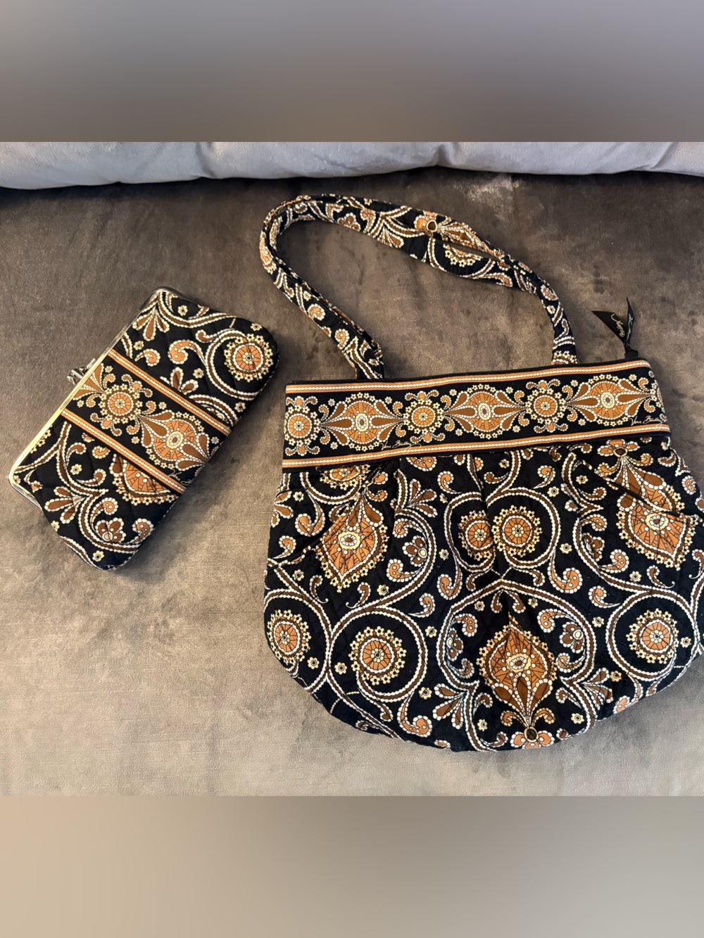 Vera Bradley Morgan handbag and wallet in the retired Caffe Latte pattern
